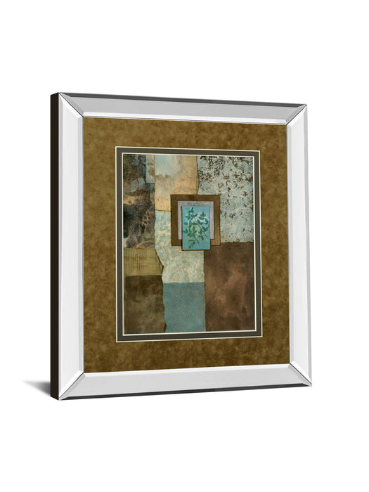 Petites Fleurs Sur Le Bleu Il By Norm Olson - Mirror Framed Print Wall Art - Blue