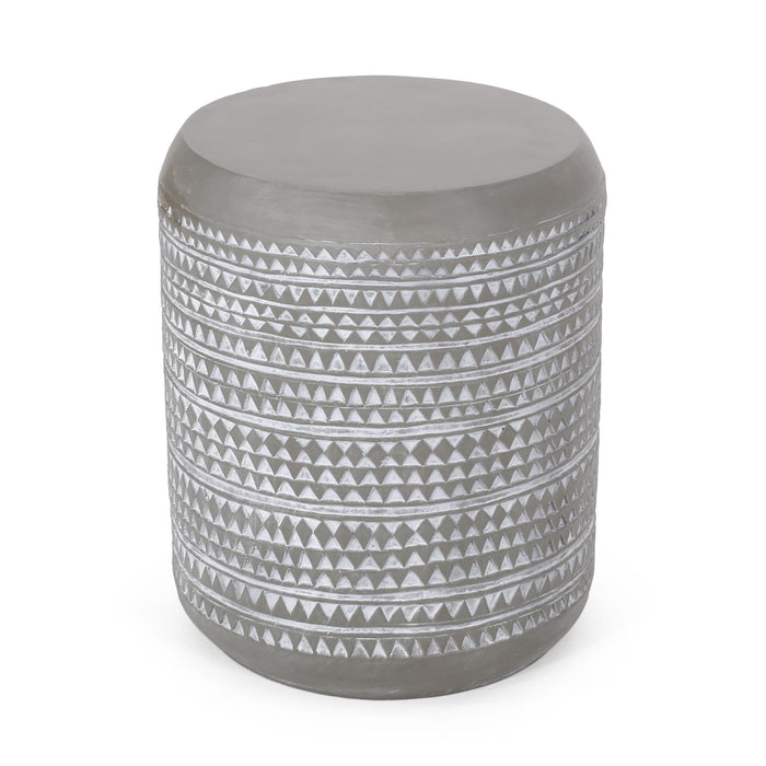 Outdoor Side Table With Cylindrical Shape - White