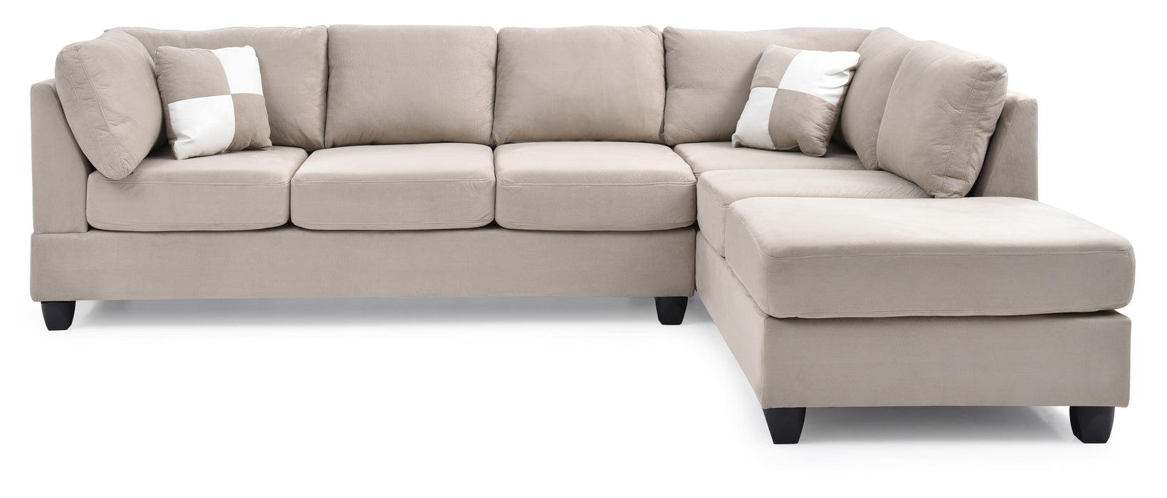Glory Furniture Malone Sectional (3 Boxes), White - Microfiber