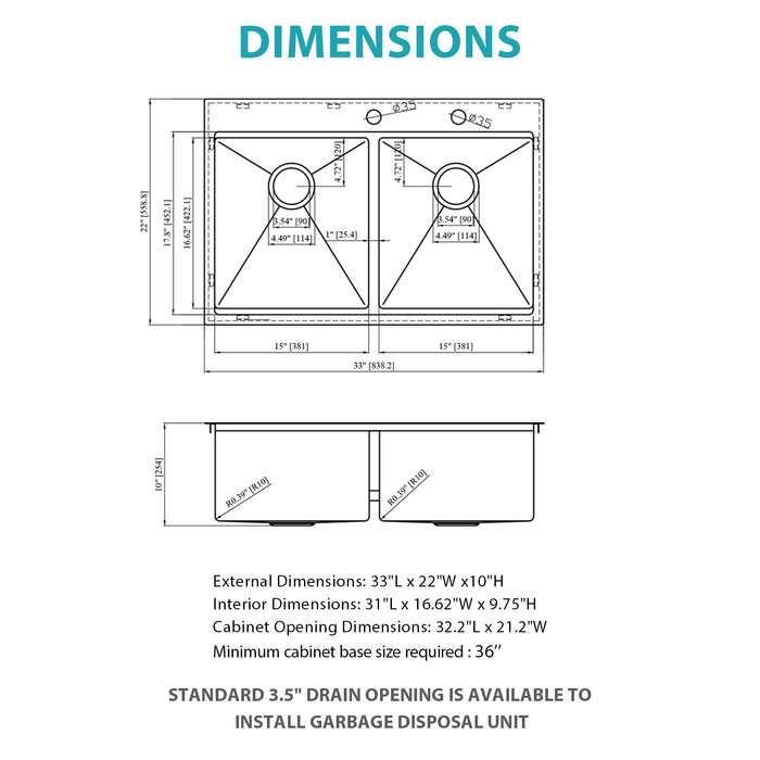 Topmount Drop In Kitchen Sink, Double Bowl 50 / 50 - Brushed Nickel