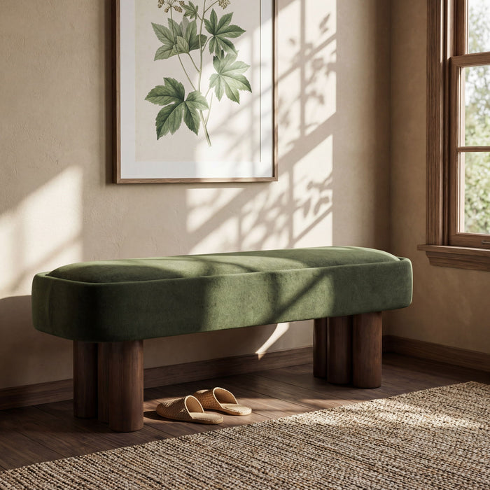 Indoor Upholstered Dining Bench - Green