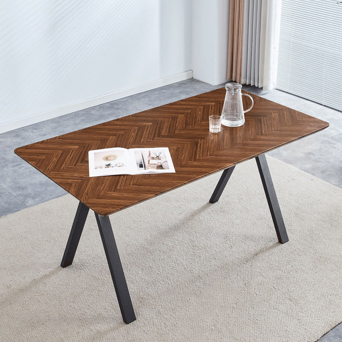 Herringbone Pattern Dining Table A Perfect Match For Modern Minimalist And Industrial Home Styles - Walnut