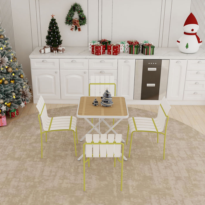 4 Piece Set Of Modern Color Block Designed Single Chairs