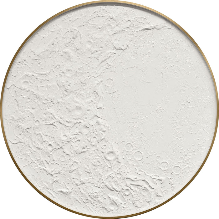 Lunar Relief Hand-Painted LED Canvas In Frame - Ivory / White