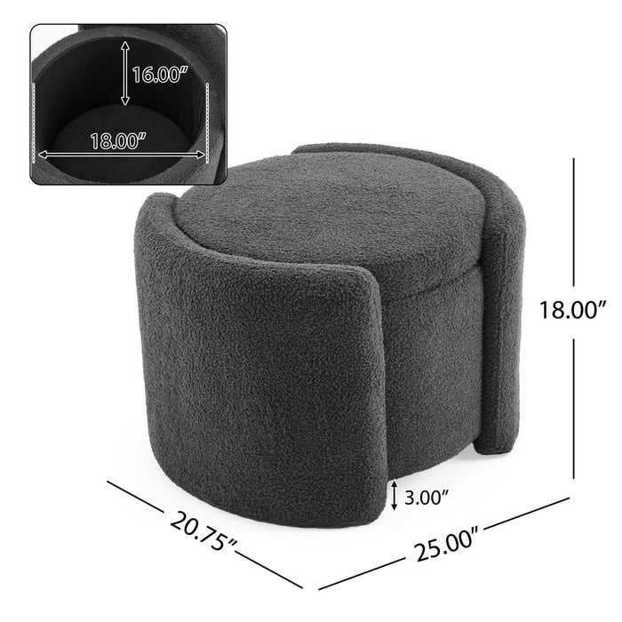 Cozy Boucle Storage Ottoman, Stylish Comfort With Hidden Storage