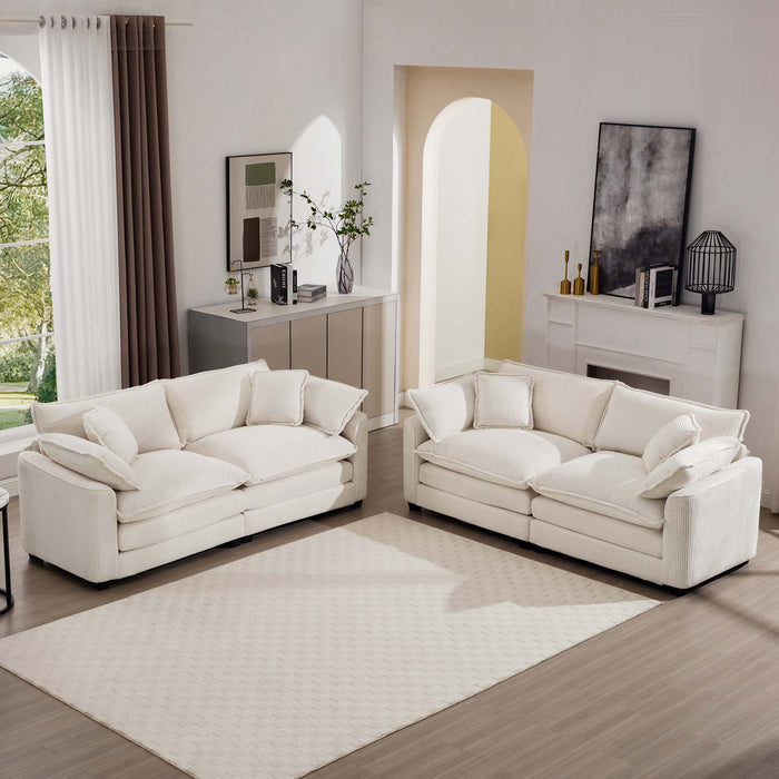 Elegant Corduroy Oversized Sectional Sofa Set With Deep Seats And Flexible Layout