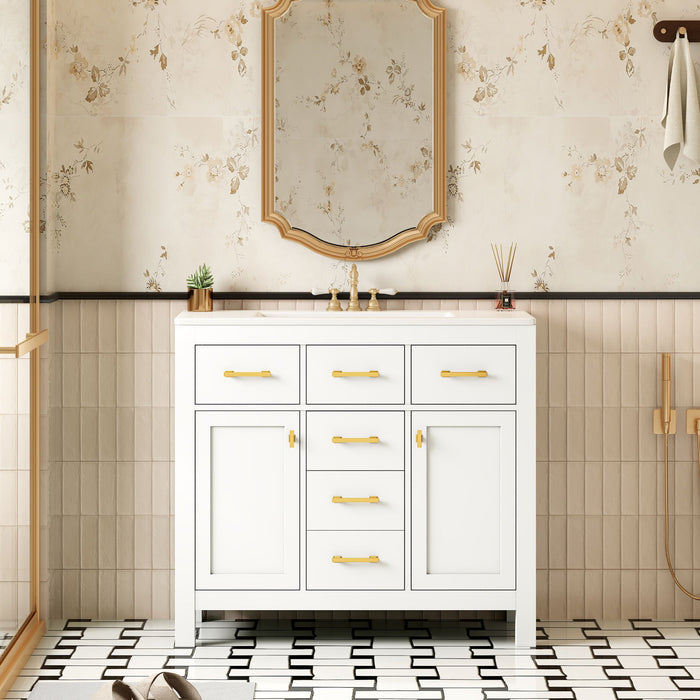 Bathroom Vanity With Sink, Cabinet With 4 Drawers & 2 Soft Close Doors, Rectangular Storage Unit For Bathroom