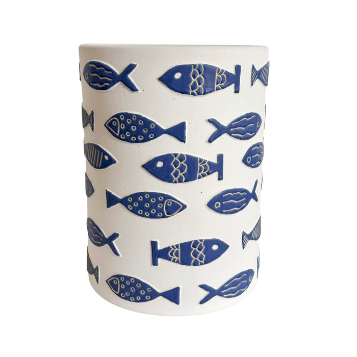 Tempest - Indoor / Outdoor Ceramic Table - Blue Fish