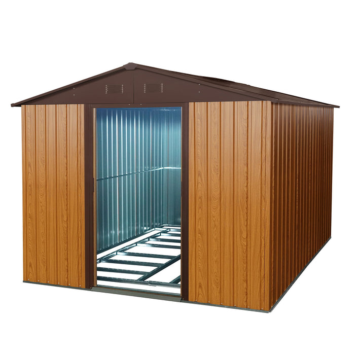Outdoor Metal Storage Shed With Floor Base