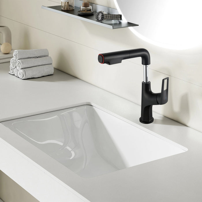 Pull Down Vessel Faucet With Lift Spout & Dual Spray Modes