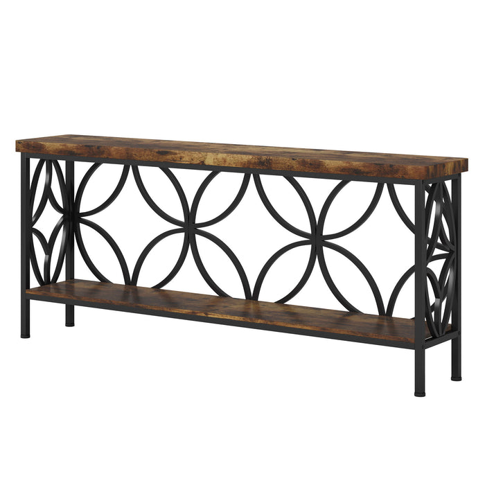 Extra Long Console Table With Open Storage Shelves