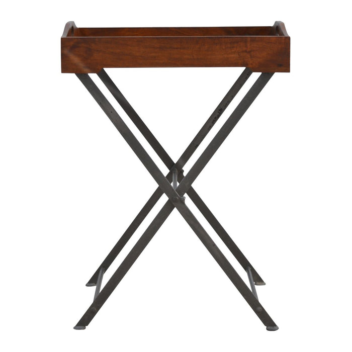 Tray With Cross Base - Brown / Steel Gray