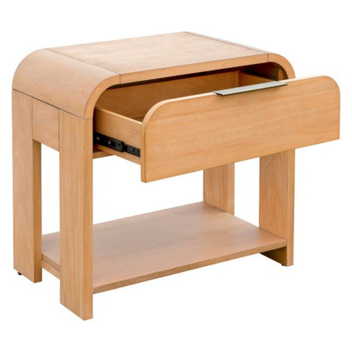 1 Drawer Waterfall Nightstand With Mid Century Design - Natural