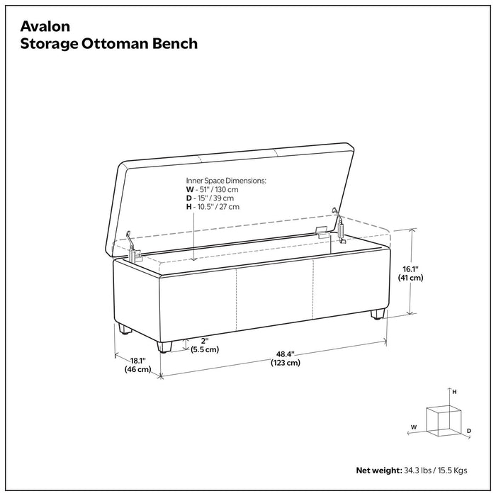 Avalon - Storage Ottoman Bench - Brown