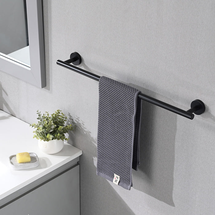 Bathroom Hardware Set Stainless Steel With Towel Bar, Paper Holder, And Hooks - Matte Black