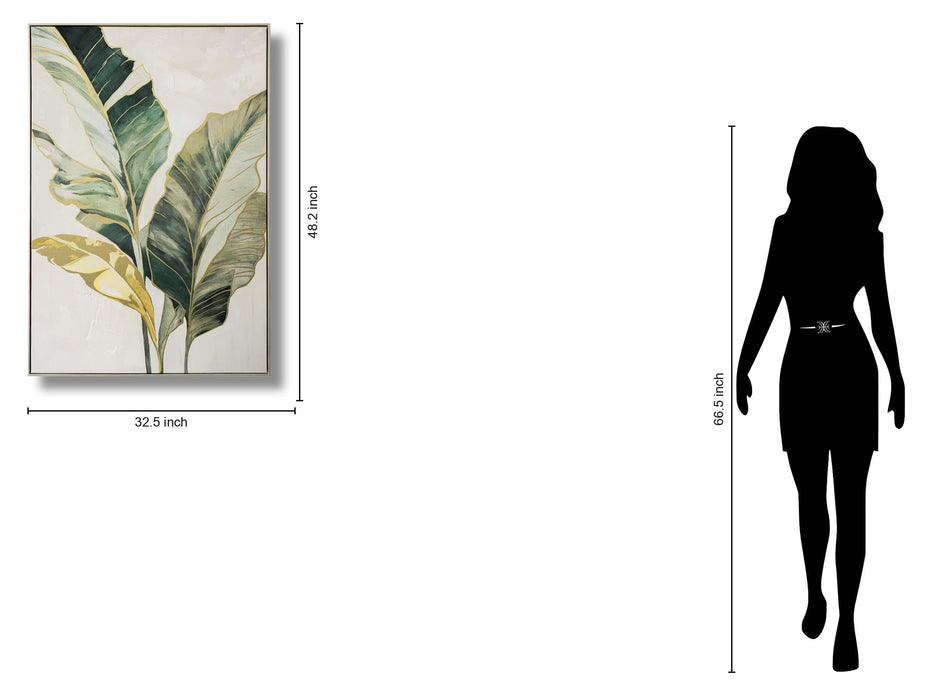 Verdant Gilded Leaves - 33" x 48" Framed Wall Art