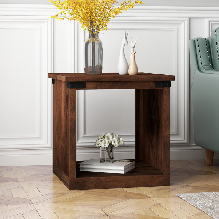 Bridgevine Home Farmhouse 24" Side Table, No Assembly Required, Aged Whiskey Finish