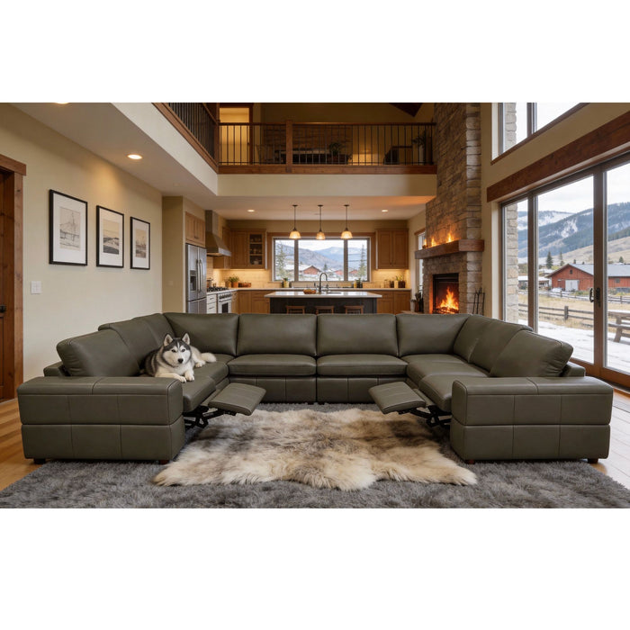Upholstered Large Arms Sectional With Recliner Seats