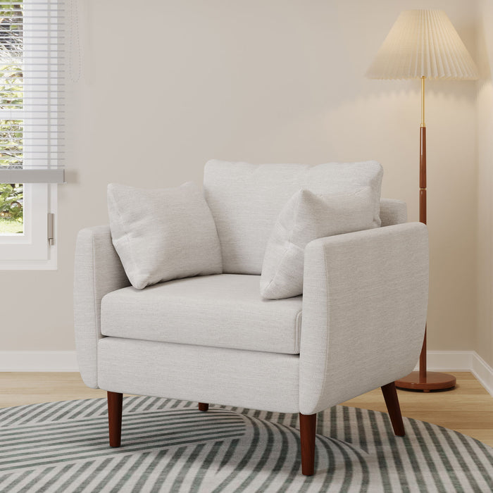 Luminate - Upholstered Fabric Club Chair With Tapered Legs And 2 Accent Pillows