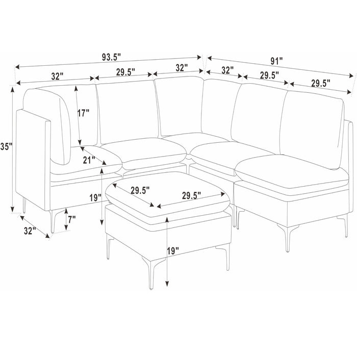 Upholstered Modular Sectional & Tall Legs