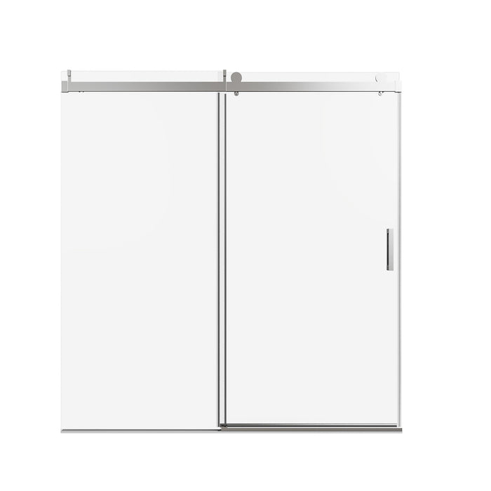Frameless Sliding Shower Door With Soft Close - Brushed Nickel