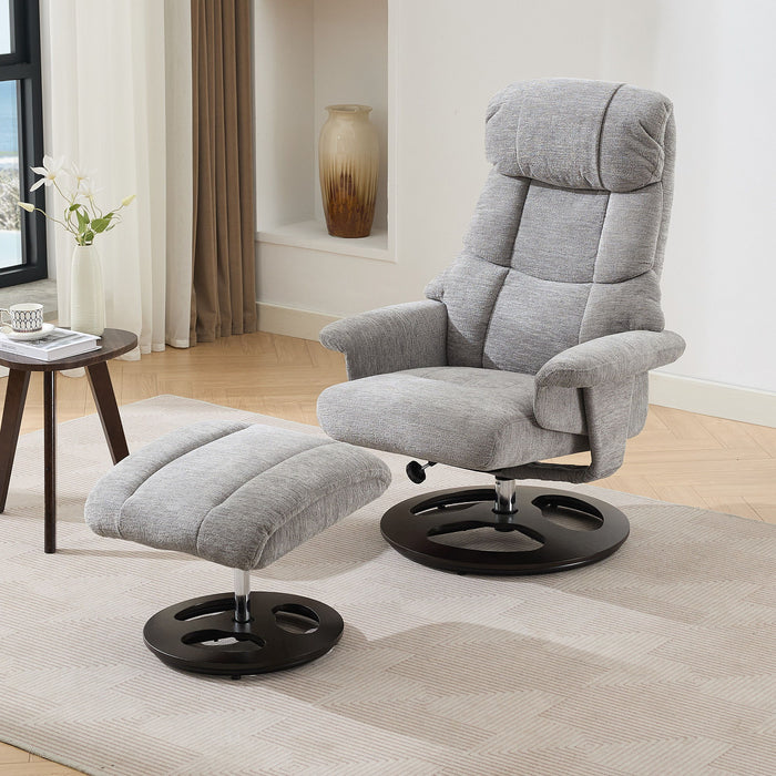 Ergonomic Recliner Chair With Ottoman, Modern 360° Swivel With Footstool