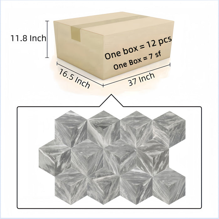 Hexagon Natural Marble Polished Tile For Wall And Floor (Set of 12)