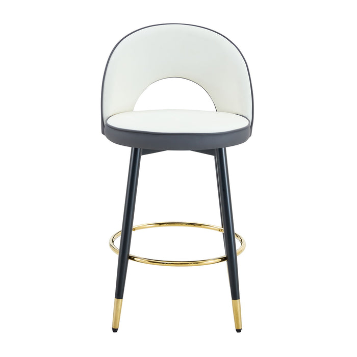 Upholstered Rotatable Bar Chair With Metal Legs For Dining Room