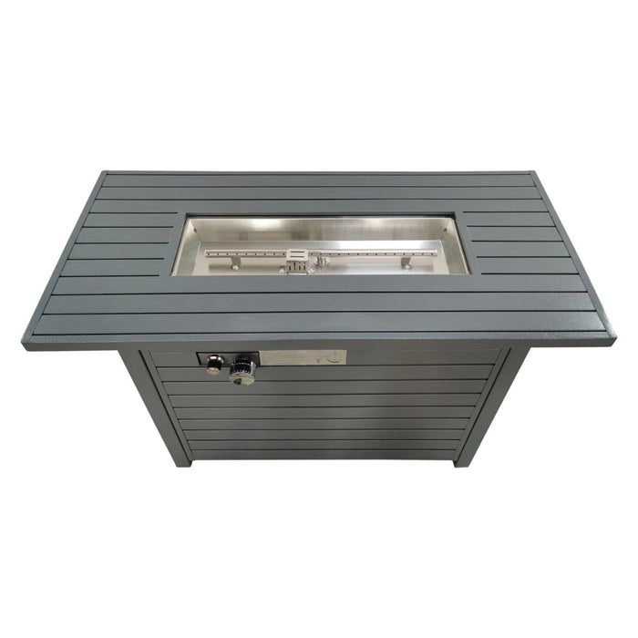 Outdoor Gas Fire Pit Table With Durable Construction And Lid - Gray