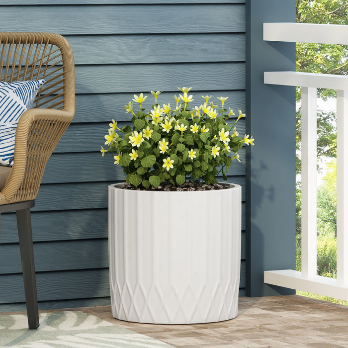 Planter With Subtle Pleated Design - Antique White