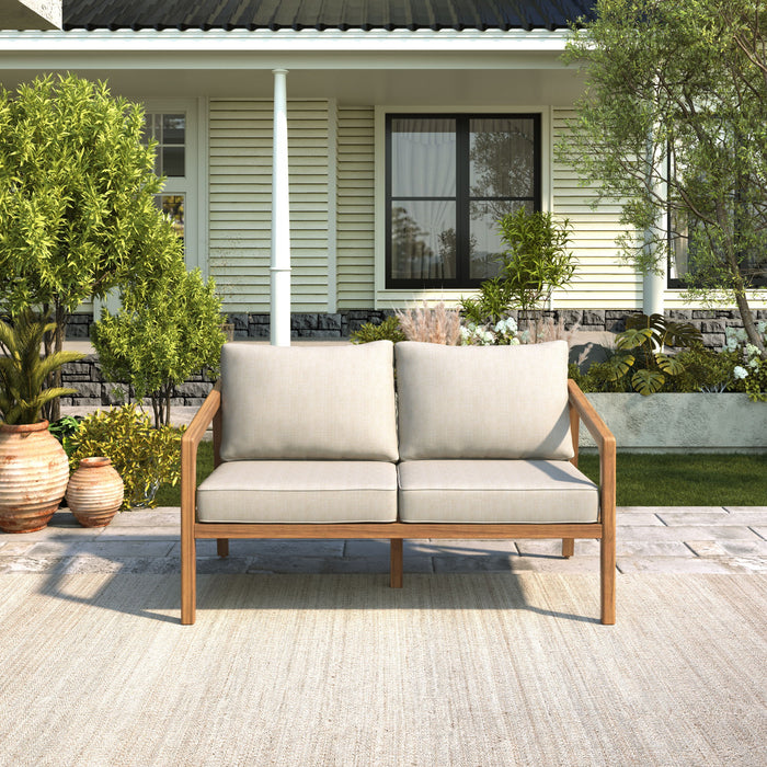 Westin - Outdoor Acacia Wood Loveseat - Teak / Beige