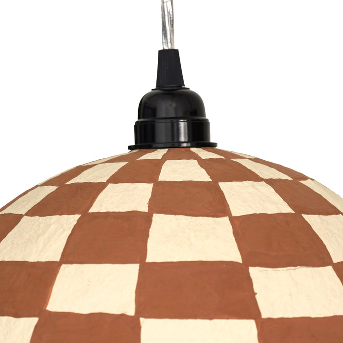 Taurus - Cotton Mache Pendant Lamp - White / Terracotta