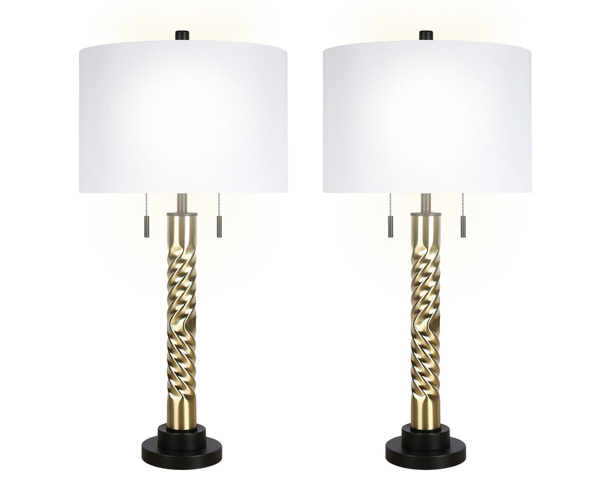 "Twist Elegance" Metal Table Lamp (Set of 2) - Matte Black / Soft Gold