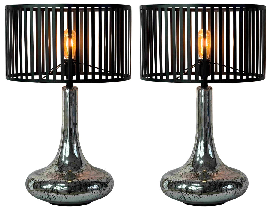 Silver Nocturne - 30 X 18 - Glass Table Lamp (Set of 2) - Antiqued Silver Mercury Glass