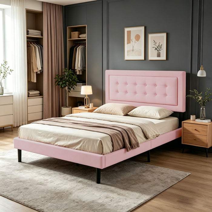 Upholstered Platform Bed With Slats