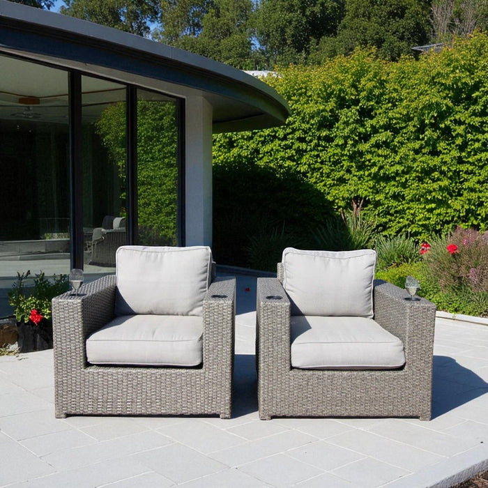 Outdoor Lounge Chairs With Cushions, Weather Resistant - Gray Mix