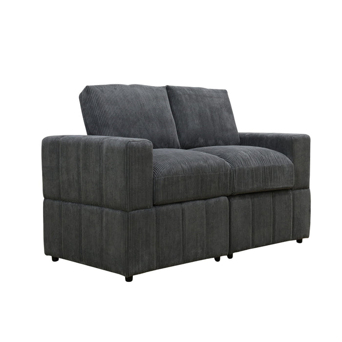 Oversized Modular Loveseat, 2 Piece Living Room Sofa Set - Dark Gray