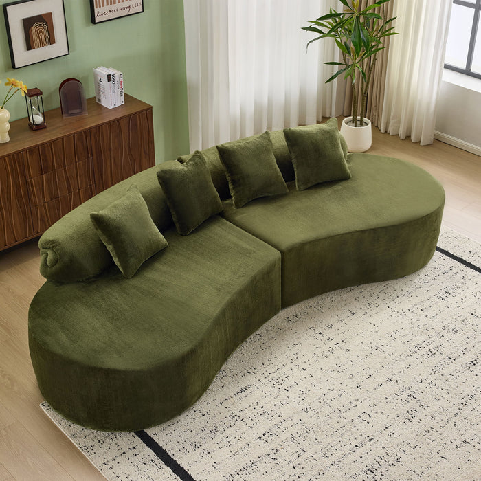Modern Curved Sofa With Pillows