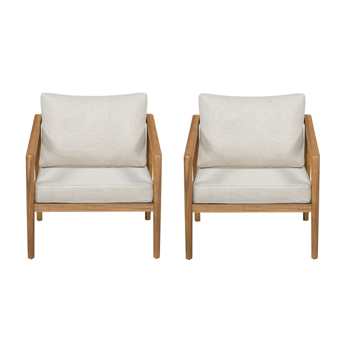 Westin - Outdoor Acacia Wood Club Chair (Set of 2) - Teak / Beige