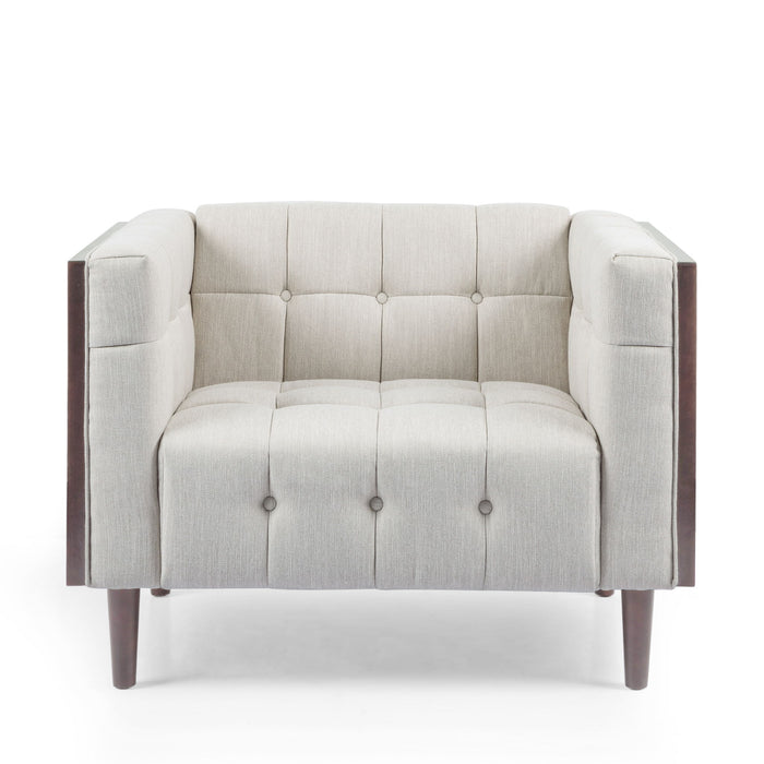 Contemporary Club Chair With Button Tufted Waffle Stitch