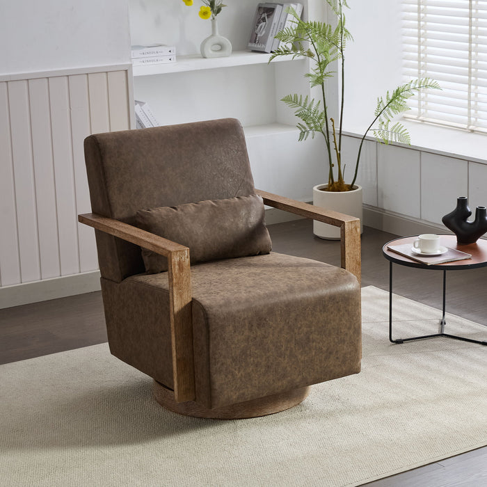 Swivel Modern Upholstered Accent Chair With Armrests