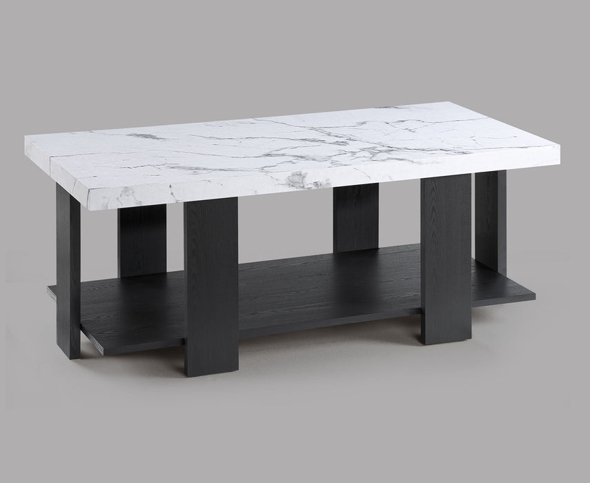 Boris - 3 Piece Faux Marble Cocktail Set - Black / White