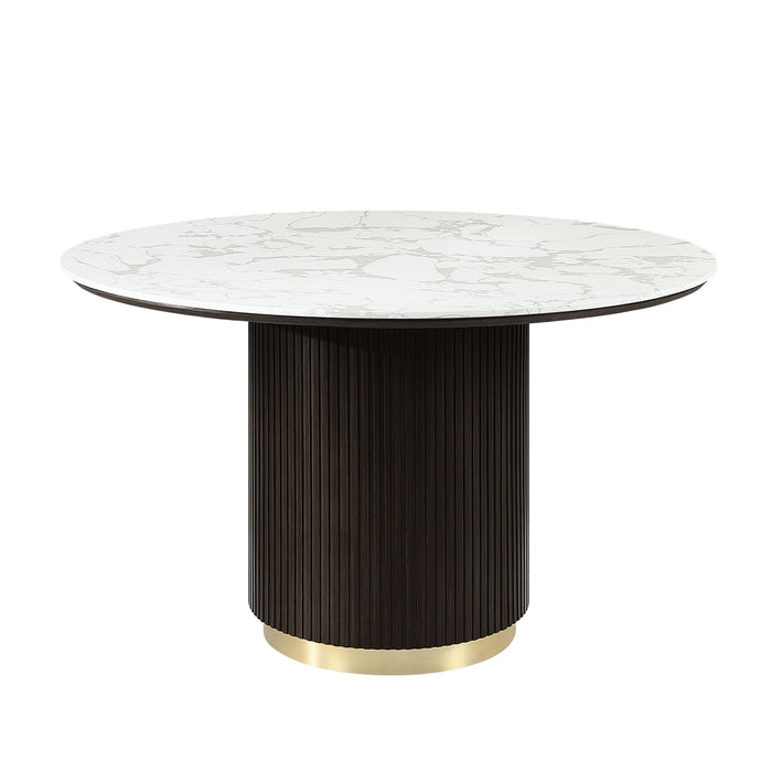 Clayten - Around Dining Table - Marble / Espresso