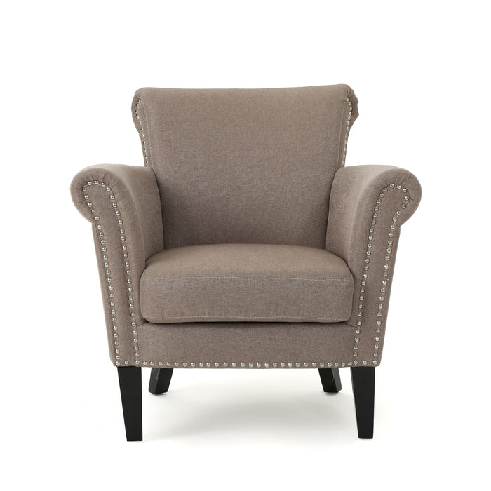 Elegant Club Chair With Nailhead Trim And Birch Wood Legs
