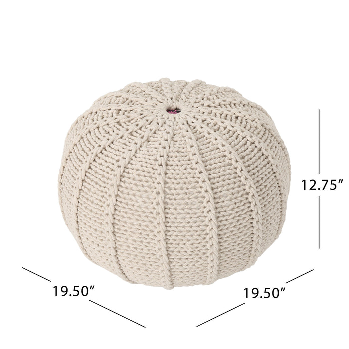 Bordeaux - Knitted Cotton Round Pouf Ottoman And Floor Cushion