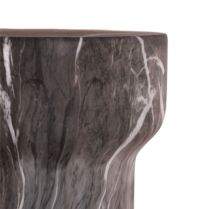 Round Geometric Outdoor End Table - Marble