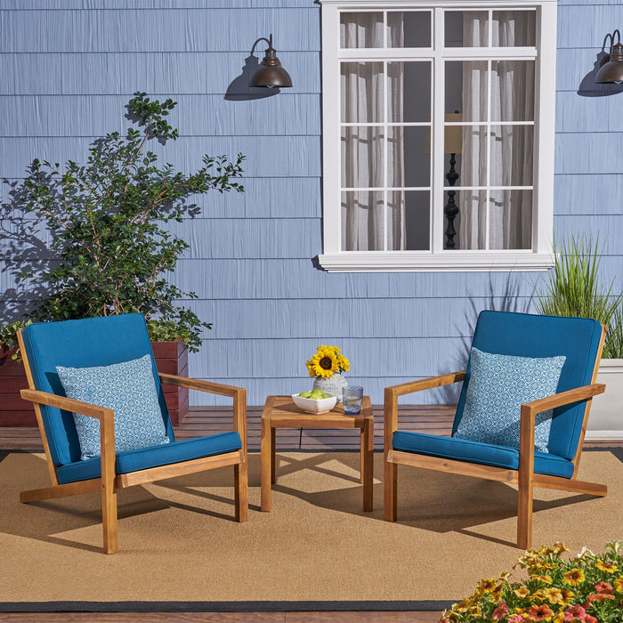 Celestaria - 3 Piece Outdoor Chat Set With Adirondack Chairs, Cushions And Side Table