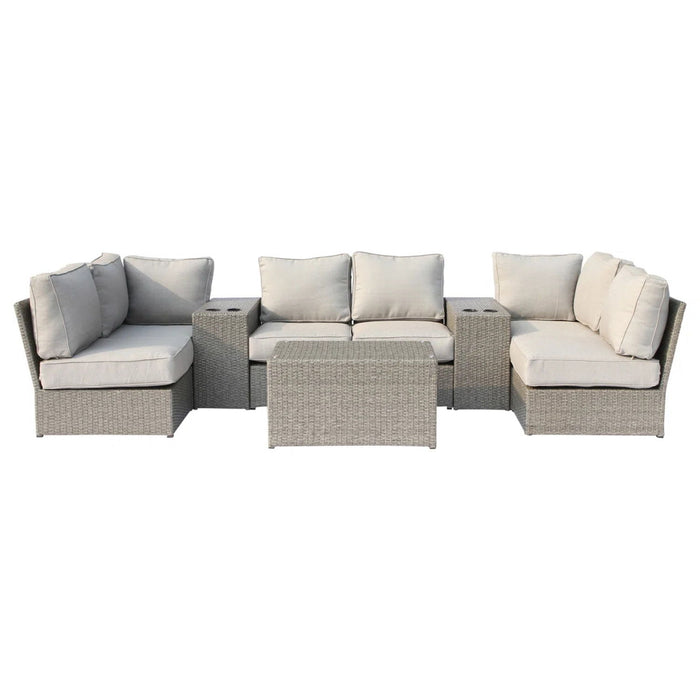 Comfortable Modern Patio Rattan Sectional Set With Cushions