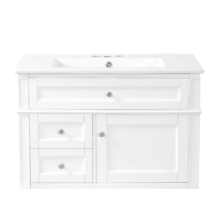Wall Mounted Bathroom Vanity With 2 Drawers, 1 Tip Out Drawer, 3 Holes Sink