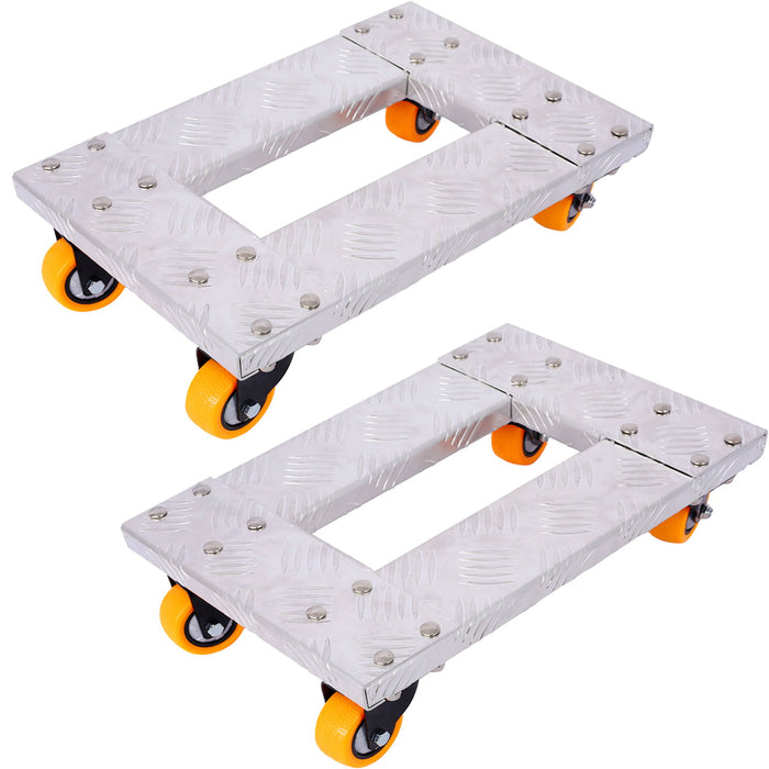 Heavy Duty Furniture Dolly Trolley Car, Aluminum Frame With 3" Tpu Professional Casters, Brake Option